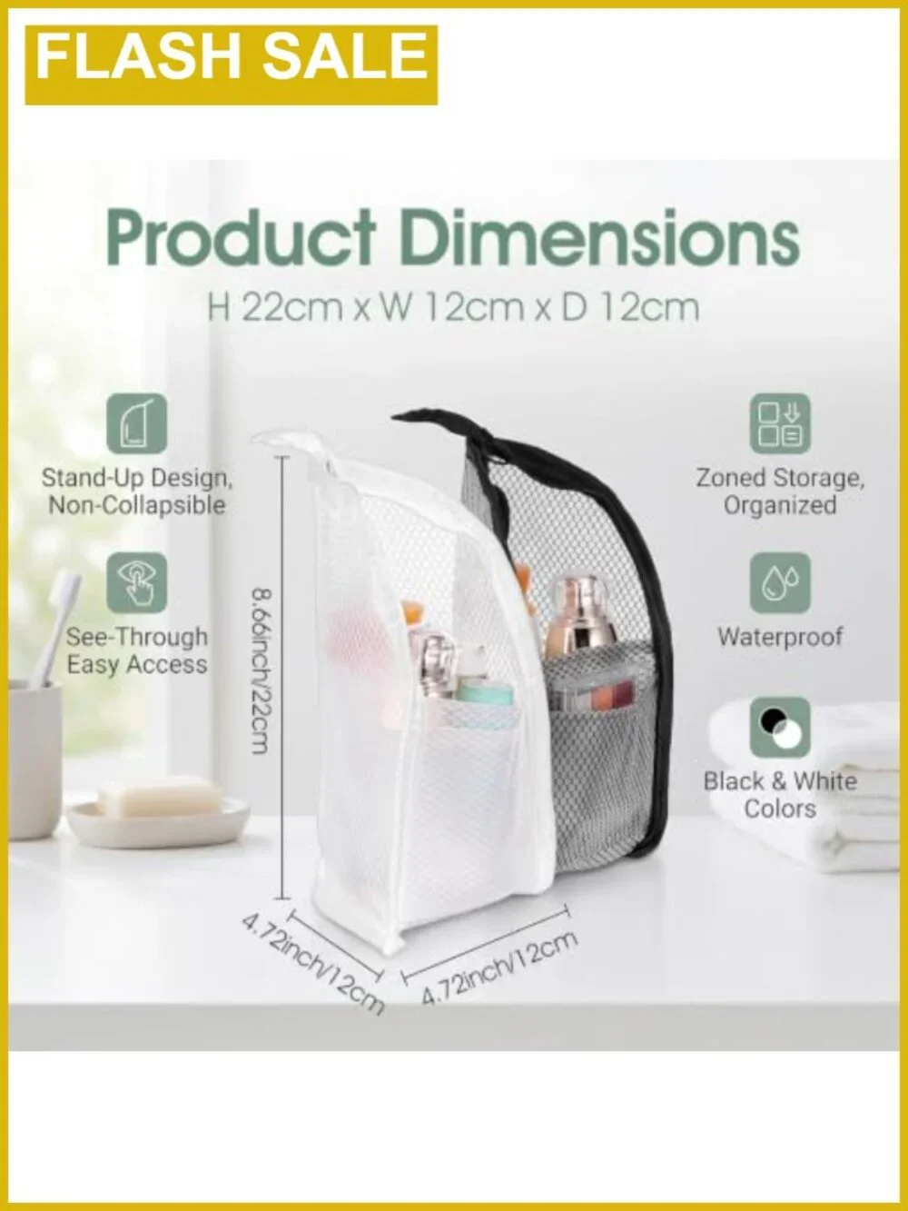 Standing Toiletry Bag 2 Pcs Upright Travel Makeup Bag EVA Water-Resistant
